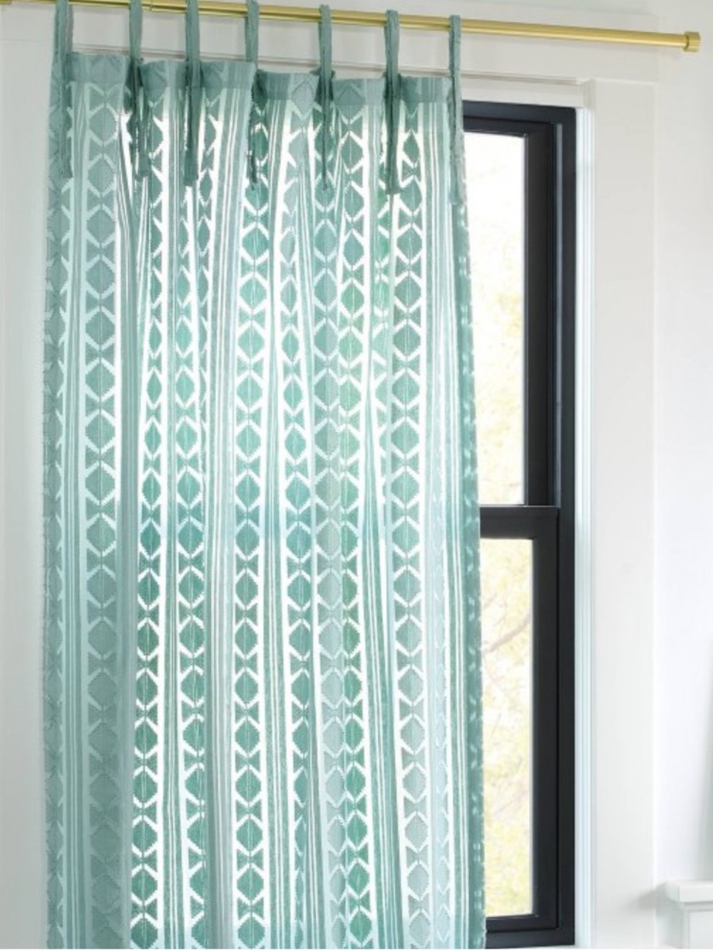 NEW Threshold Light Filtering Blue 84” Boho Diamond Clip Curtain Panel